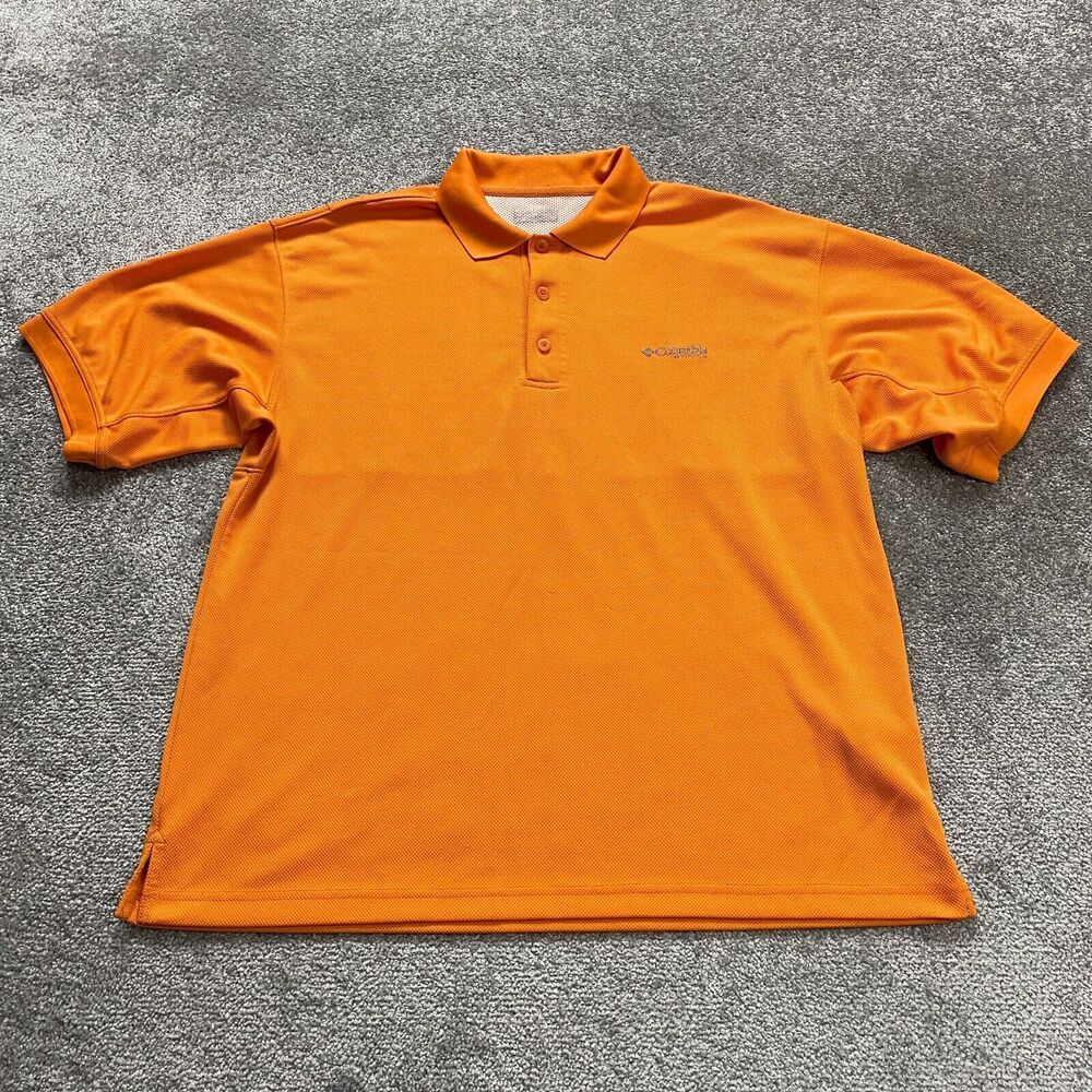 Columbia PFG Omni Shade Perfect Cast Polo Shirt Mens XL Orange Short Sleeve Top